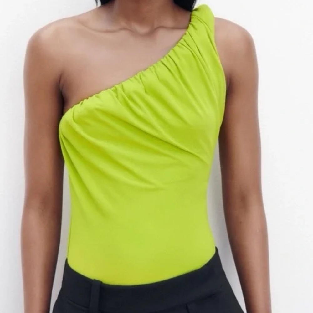 NWT ZARA Draped Asymmetrical Neckline and Strap Bodysuit